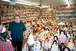 Virginia Arnett and a few of her dolls