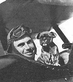 WWI Flying Ace and his mascot 'Fokker'